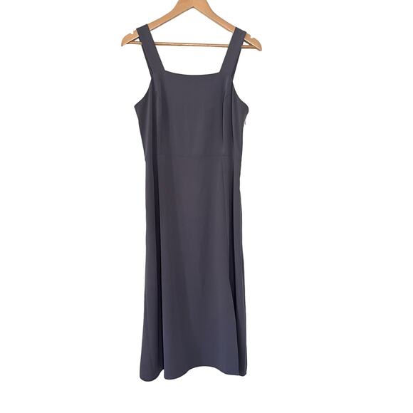 LOFT Square Neck Midi Dress Women's Size 6 Stone Gray Sleeveless Side Slit - Picture 1 of 4